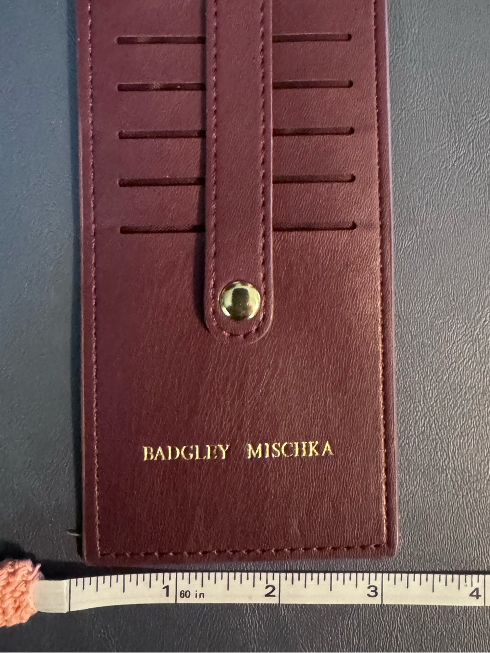 Badgley Mischka Plum Card Holder Wallet Slim Card Case Burgundy - Picture 5 of 5